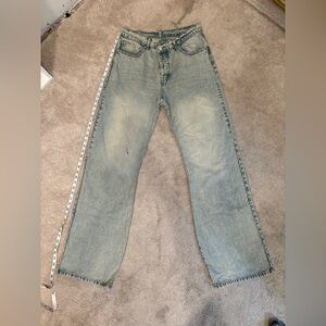 Revice denim women’s 32 oversized denim jeans light vintage blue green